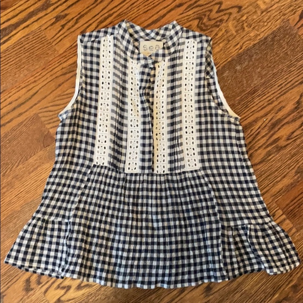 Sea New York Gingham Ruffle Top Size 2